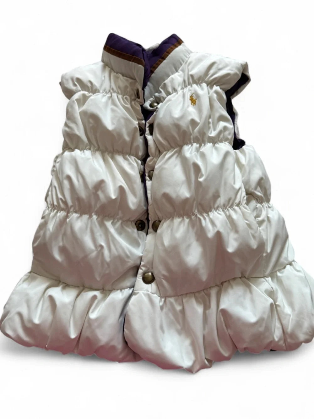 Ralph Lauren Girls Puffy Purple Quilted Vest - Sleeveless Winter Layer